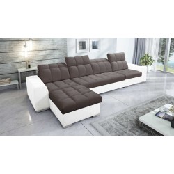 Prisma XII Corner Sofa with Sleeping Function | Luxury Furniture with USB Port | Velvet | Pet Friendly, Terra 26 + Eco-leather