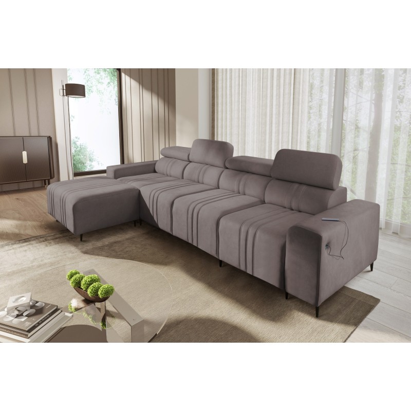 Verona XII Corner Sofa with Sleeping Function Velvet, Vena 8 - A Practical and Elegant Piece of Furniture for Your Living Room Verona XII Corner Sofa with Sleeping Function Velvet, Vena 8 - A Practical and Elegant Piece of Furniture for Your Living Room