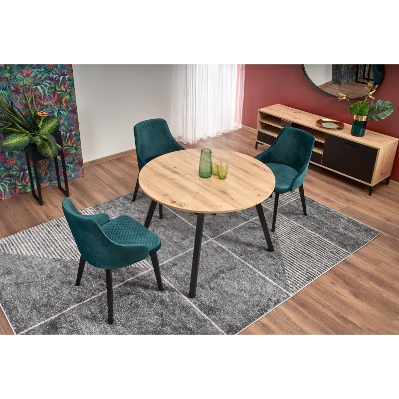 RUBEN stół kolor blat - dąb artisan, nogi - czarny (102-142x102x75 cm) (2p 1szt)