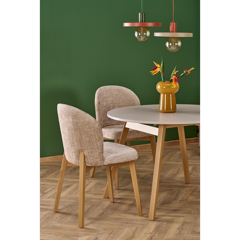 RUBEN stół kolor blat - kaszmir, nogi - naturalny (102-142x102x75 cm) (2p 1szt)