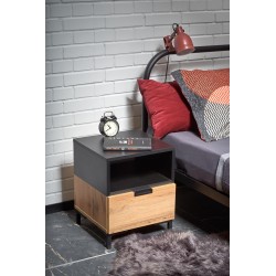 SILVIA szafka nocna, dąb wotan - czarny