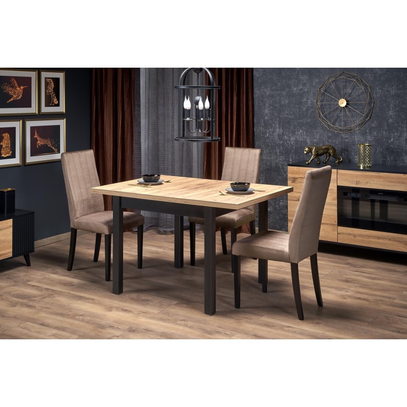 TIAGO KWADRAT stół rozkładany 90-125/90 blat: dąb craft, nogi: czarny (2p 1szt)