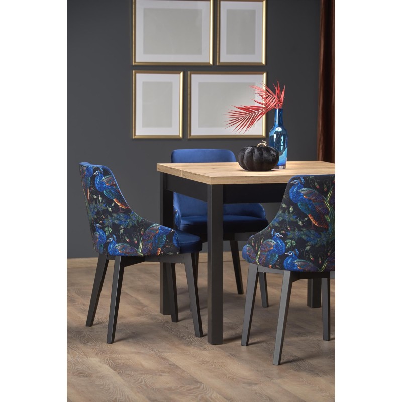 TIAGO KWADRAT stół rozkładany 90-125/90 blat: dąb craft, nogi: czarny (2p 1szt)