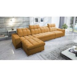 Prisma XII Corner Sofa with Sleeping Function | Luxury Furniture with USB Port | Velvet | Pet Friendly, Terra 48