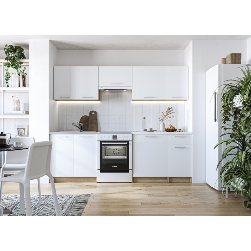 DARIA 240 kuchnia zestaw korpus: dąb sonoma, fronty: białe (10p 1kpl)