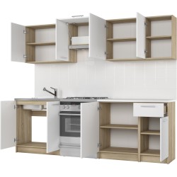 DARIA 240 kuchnia zestaw korpus: dąb sonoma, fronty: białe (10p 1kpl)