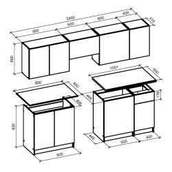 TAMARA 240 kuchnia zestaw korpus: carbon wood, front: popielaty marmur / czarny (10p 1szt)