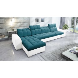 Prisma XII Corner Sofa with Sleeping Function | Luxury Furniture with USB Port | Velvet | Pet Friendly, Terra 75 + Eco-leather