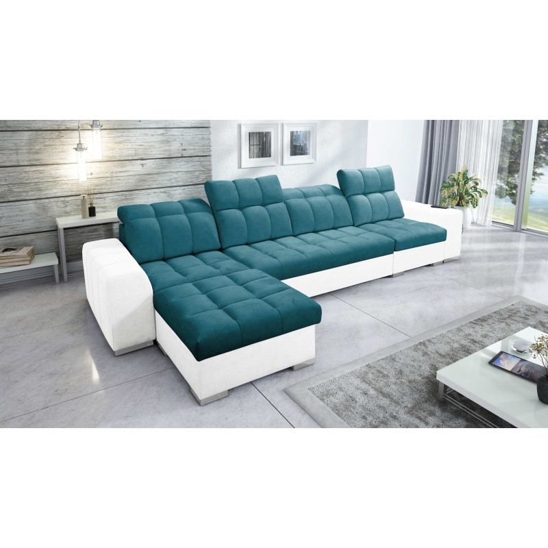 Prisma XII Corner Sofa with Sleeping Function | Luxury Furniture with USB Port | Velvet | Pet Friendly, Terra 75 + Eco-leather Prisma XII Corner Sofa with Sleeping Function | Luxury Furniture with USB Port | Velvet | Pet Friendly, Terra 75 + Eco-leather