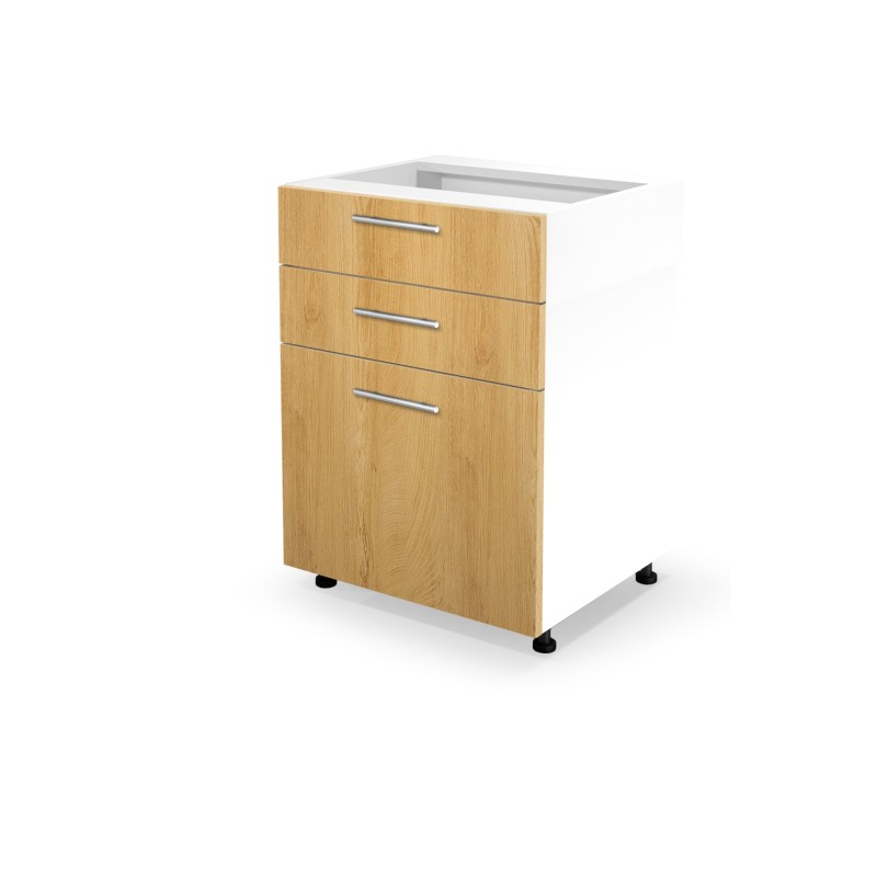 VENTO D3S-60/82 szafka dolna z szufladami, mechanizm Hettich front: dąb miodowy (1p 1szt)