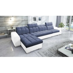 Prisma XII Corner Sofa with Sleeping Function | Luxury Furniture with USB Port | Velvet | Pet Friendly, Terra 76 + Eco-leather