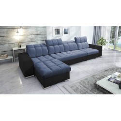 Prisma XII Corner Sofa with Sleeping Function | Luxury Furniture with USB Port | Velvet | Pet Friendly, Terra 76 + Black Eco-lea