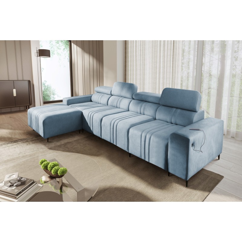 Verona XII Corner Sofa with Sleeping Function Velvet, Vena 6 - A practical and elegant piece of furniture for your living room Verona XII Corner Sofa with Sleeping Function Velvet, Vena 6 - A practical and elegant piece of furniture for your living room