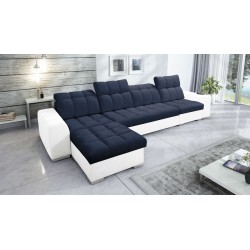 Prisma XII Corner Sofa with Sleeping Function | Luxury Furniture with USB Port | Velvet | Pet Friendly, Terra 79 + Eco-leather