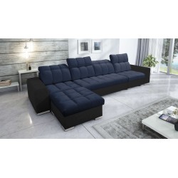 Prisma XII Corner Sofa with Sleeping Function | Luxury Furniture with USB Port | Velvet | Pet Friendly, Terra 79 + Black Eco-lea