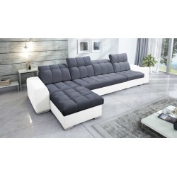 Prisma XII Corner Sofa with Sleeping Function | Luxury Furniture with USB Port | Velvet | Pet Friendly, Terra 96 + Eco-leather