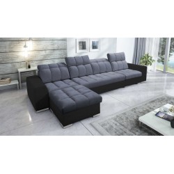 Prisma XII Corner Sofa with Sleeping Function | Luxury Furniture with USB Port | Velvet | Pet Friendly, Terra 96 + Black Eco-lea
