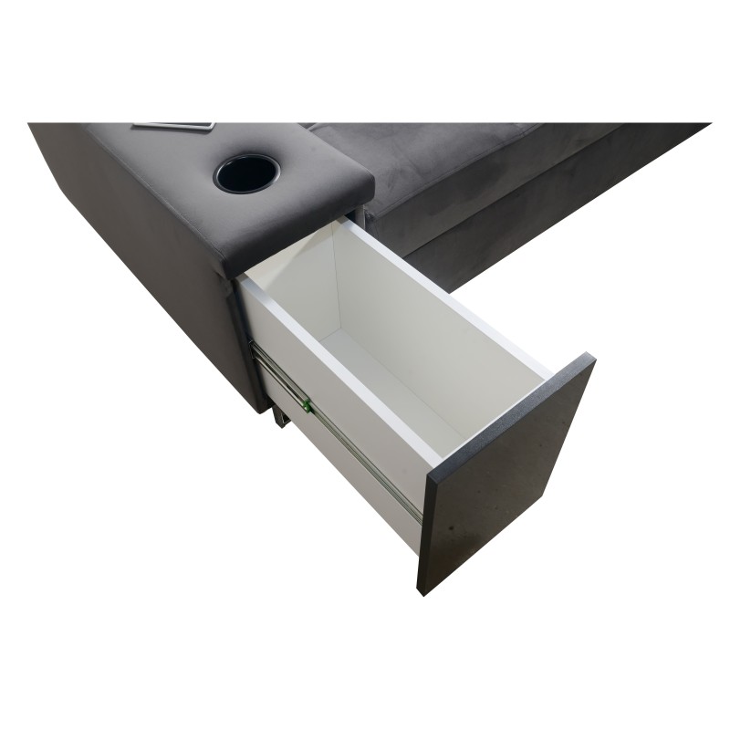 Narożnik Orbix I mini z funkcją spania, regulowane zagłówki,port usb oraz pojemnik na pościel tkanina Ultario Velvet 2955 Narożnik Orbix I mini z funkcją spania, regulowane zagłówki,port usb oraz pojemnik na pościel tkanina Ultario Velvet 2955