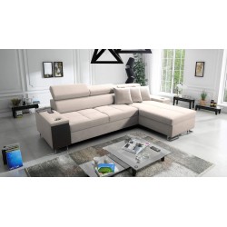 Orbix I Maxi corner sofa with a sleeping function, USB port, and bedding storage