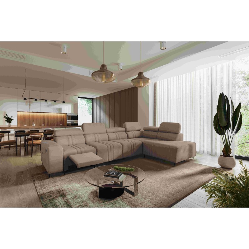 Verona XI Mix Corner Sofa with Sleeping Function in Velvet, Vena 14 - Comfort and Elegance Verona XI Mix Corner Sofa with Sleeping Function in Velvet, Vena 14 - Comfort and Elegance
