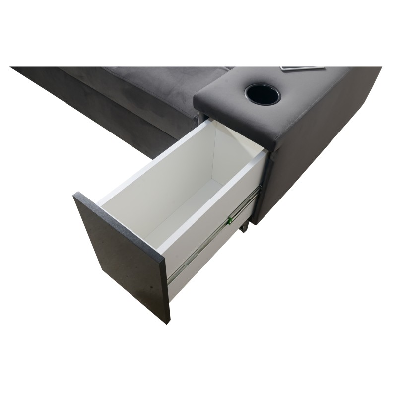 Narożnik Orbix I mini z funkcją spania, regulowane zagłówki,port usb oraz pojemnik na pościel tkanina Sawana 14 Narożnik Orbix I mini z funkcją spania, regulowane zagłówki,port usb oraz pojemnik na pościel tkanina Sawana 14