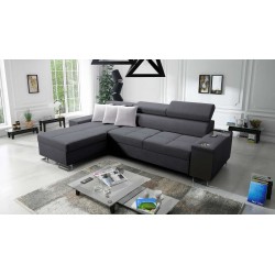 Orbix I Maxi corner sofa with a sleeping function, USB port, and bedding storage