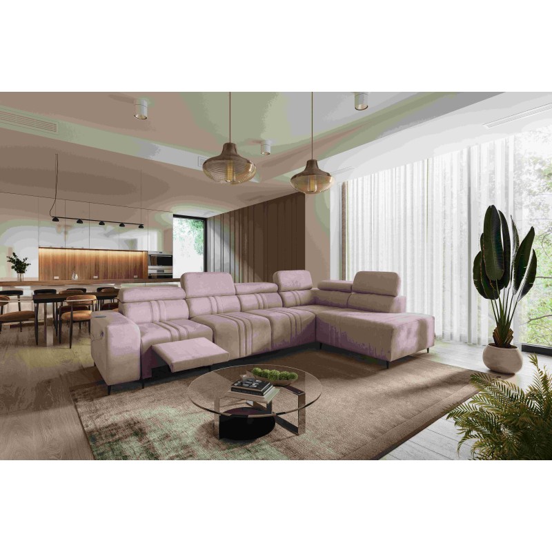 Verona XI Mix Corner Sofa with Sleeping Function in Velvet, Vena 10 - Comfort and Elegance