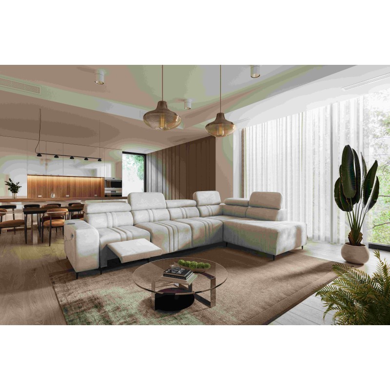 Verona XI Mix Corner Sofa with Sleeping Function in Velvet, Vena 9 - Comfort and Elegance