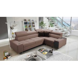 Orbix II corner sofa with a sleeping function, adjustable headrests, and USB port - Plecionka, Sawana 25