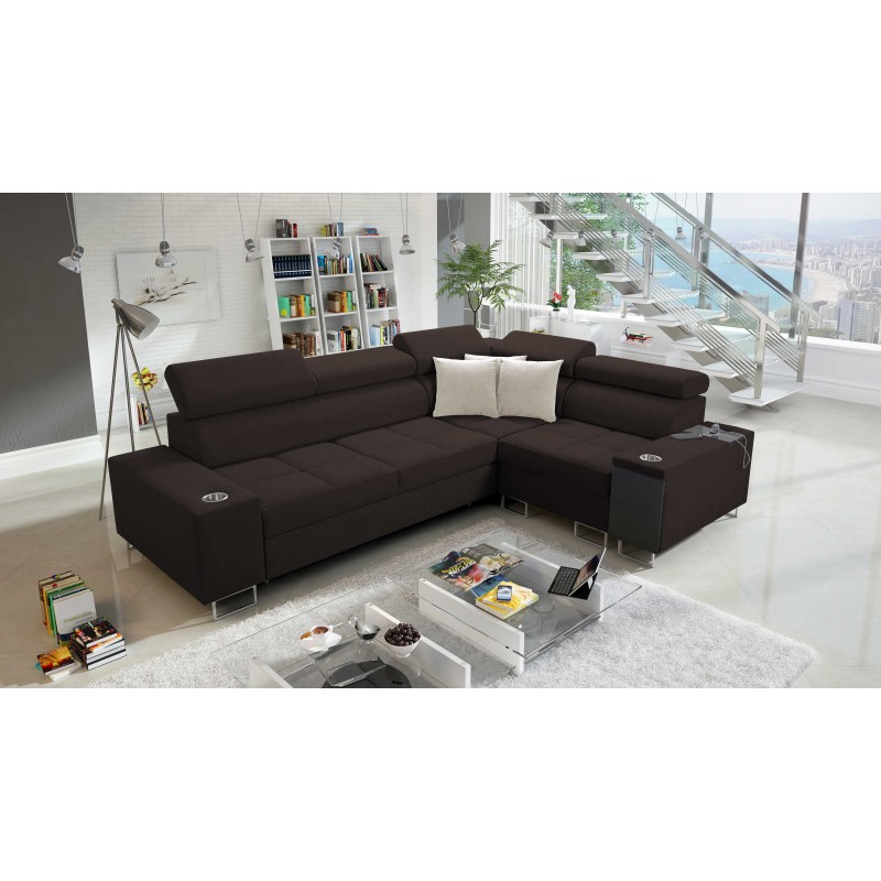 Orbix II corner sofa with sleeping function, adjustable headrests, and USB port - Weave, Sawana 26 Orbix II corner sofa with sleeping function, adjustable headrests, and USB port - Weave, Sawana 26