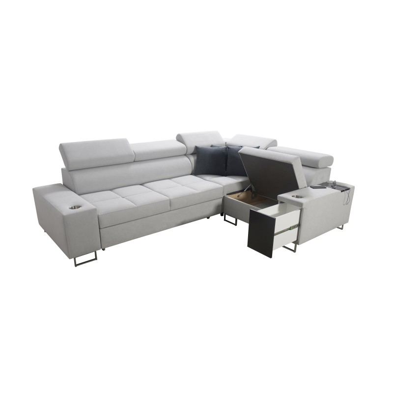 Orbix II corner sofa with sleeping function, adjustable headrests, and USB port - Weave, Sawana 61 Orbix II corner sofa with sleeping function, adjustable headrests, and USB port - Weave, Sawana 61