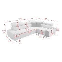Orbix II sectional sofa with a sleeping function, adjustable headrests, and USB port - Velvet, Ultario Velvet 2955 Orbix II sectional sofa with a sleeping function, adjustable headrests, and USB port - Velvet, Ultario Velvet 2955