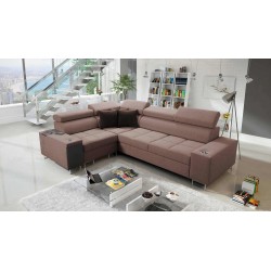 Orbix II corner sofa with a sleeping function, adjustable headrests, and USB port - Plecionka, Sawana 25
