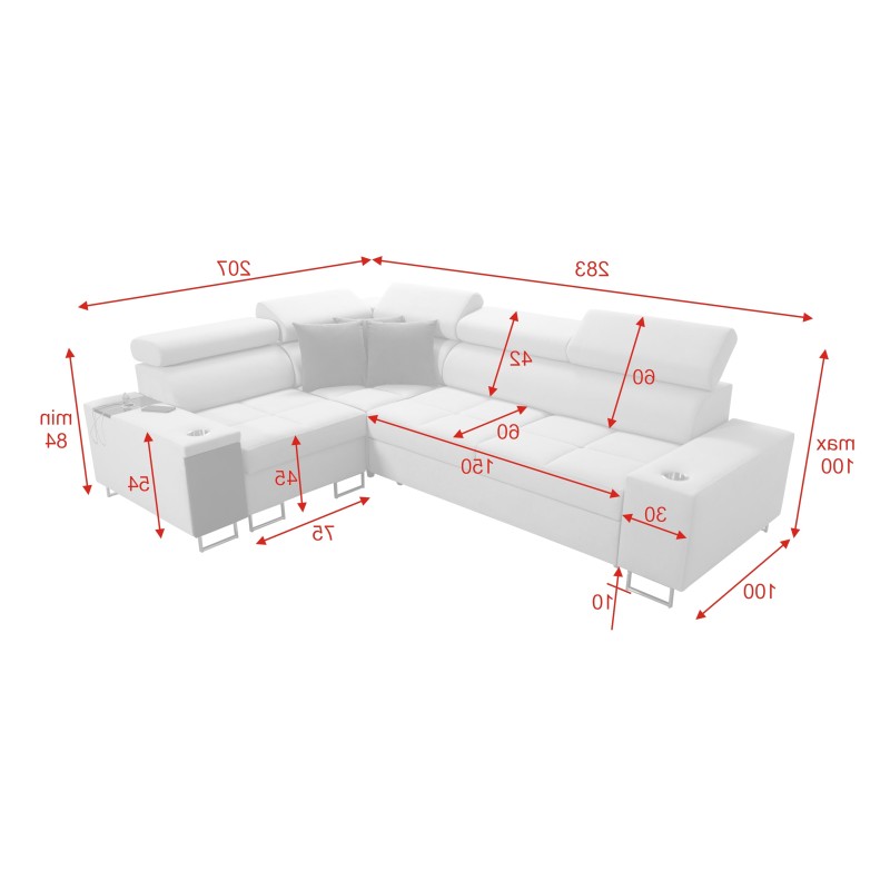 Orbix II corner sofa with sleeping function, adjustable headrests, and USB port - Weave, Sawana 61 Orbix II corner sofa with sleeping function, adjustable headrests, and USB port - Weave, Sawana 61
