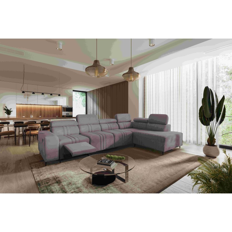 Verona XI Mix Corner Sofa with Sleeping Function in Velvet, Vena 8 - Comfort and Elegance