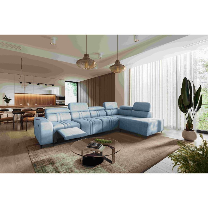Verona XI Mix Corner Sofa with Sleeping Function in Velvet, Vena 6 - Comfort and Elegance Verona XI Mix Corner Sofa with Sleeping Function in Velvet, Vena 6 - Comfort and Elegance