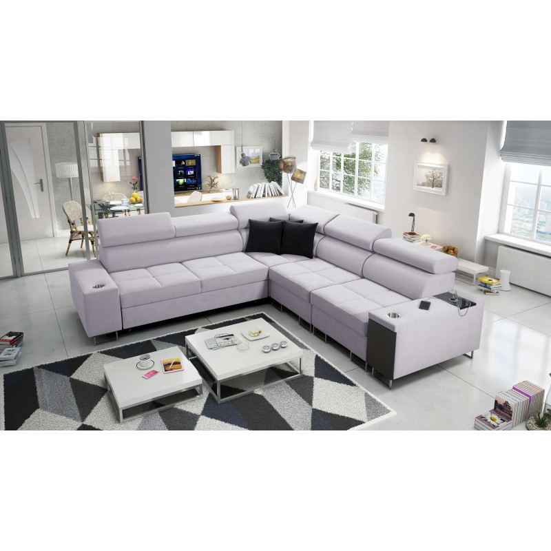 Orbix III corner sofa with sleeping function, adjustable headrests, and USB port - Spacious and comfortable
