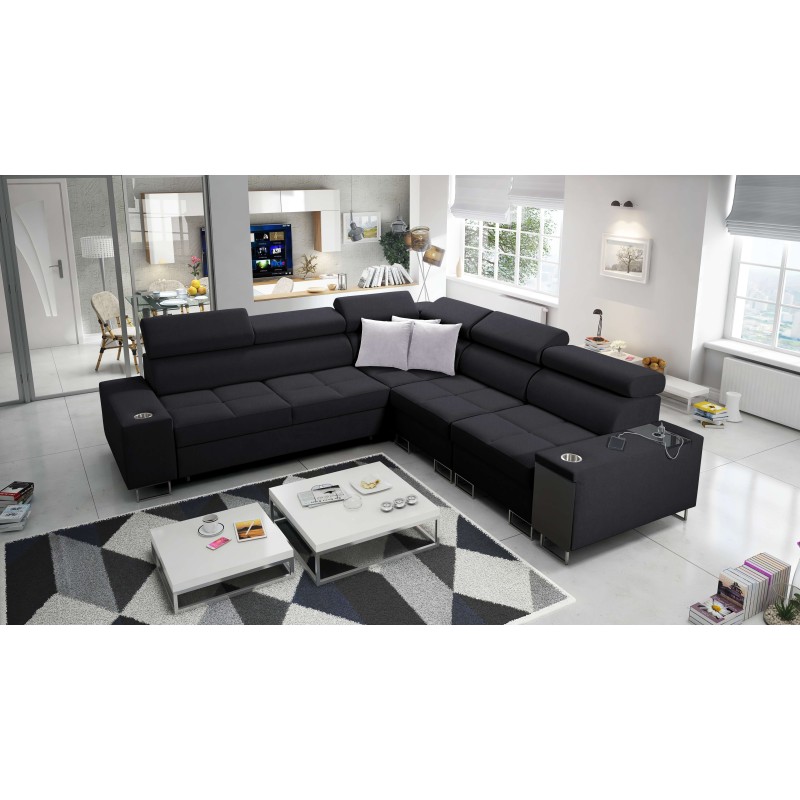 Orbix III corner sofa with sleeping function, adjustable headrests, and USB port - Spacious and comfortable