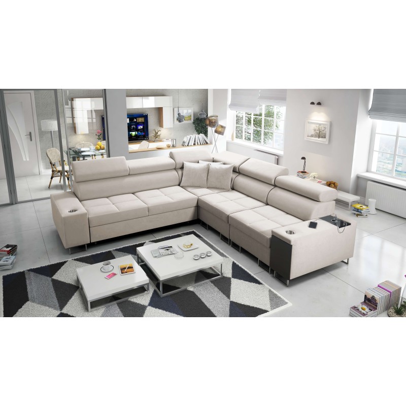 Orbix III corner sofa with sleeping function, adjustable headrests, and USB port - Spacious and comfortable Orbix III corner sofa with sleeping function, adjustable headrests, and USB port - Spacious and comfortable