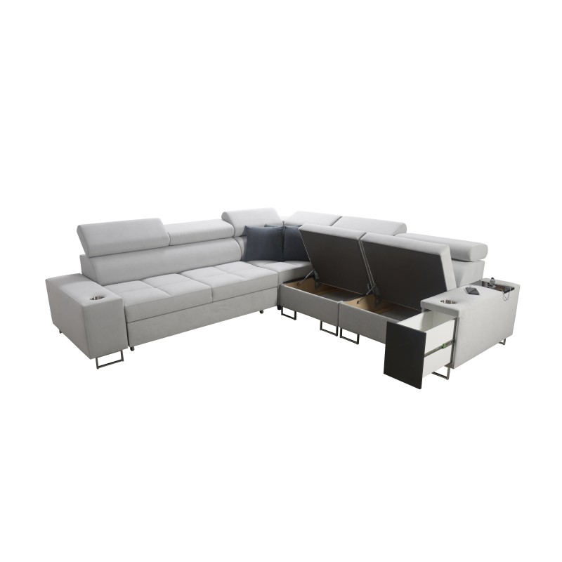Orbix III corner sofa with sleeping function, adjustable headrests, and USB port - Spacious and comfortable Orbix III corner sofa with sleeping function, adjustable headrests, and USB port - Spacious and comfortable