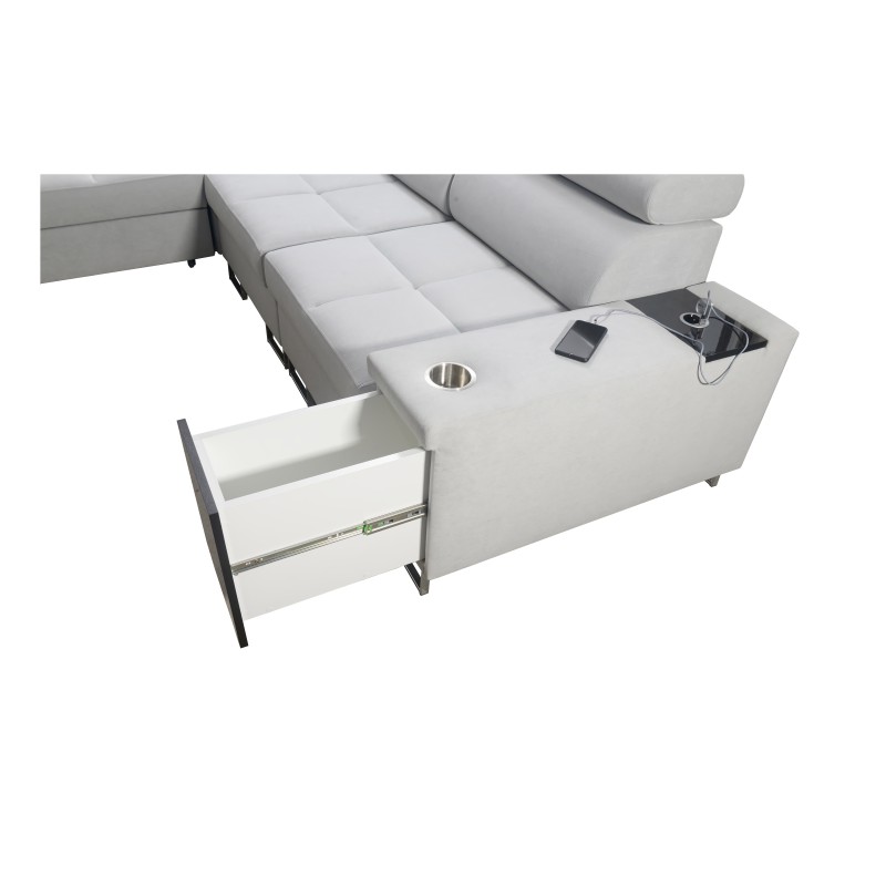 Orbix III corner sofa with sleeping function, adjustable headrests, and USB port - Spacious and comfortable Orbix III corner sofa with sleeping function, adjustable headrests, and USB port - Spacious and comfortable