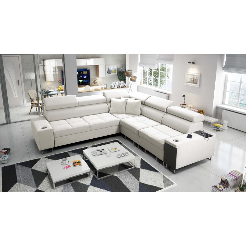 Orbix III corner sofa with sleeping function, adjustable headrests, and USB port - Spacious and comfortable