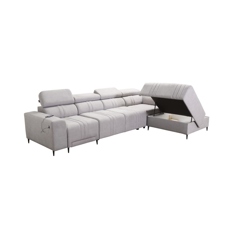 Verona XI Mix Corner Sofa with Sleeping Function in Velvet, Vena 6 - Comfort and Elegance Verona XI Mix Corner Sofa with Sleeping Function in Velvet, Vena 6 - Comfort and Elegance