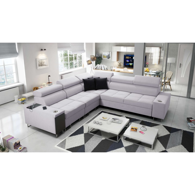 Orbix III corner sofa with sleeping function, adjustable headrests, and USB port - Spacious and comfortable