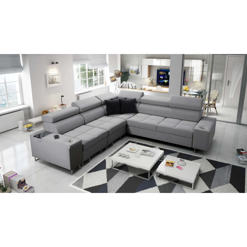 Orbix III corner sofa with sleeping function, adjustable headrests, and USB port - Spacious and comfortable