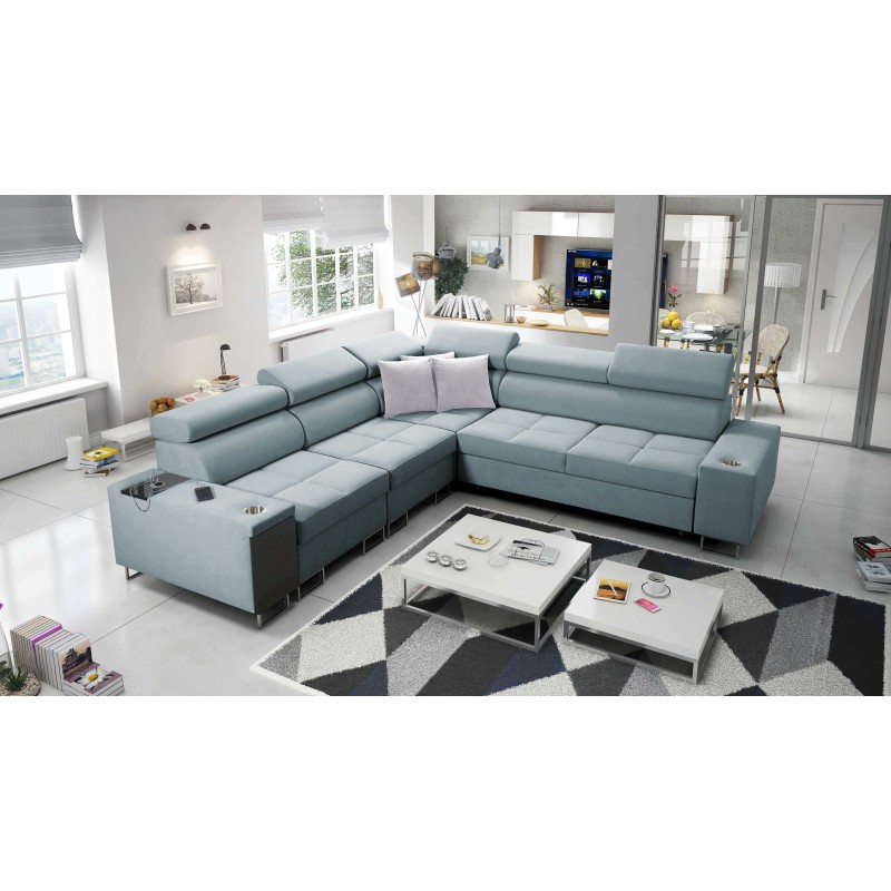 Orbix III corner sofa with sleeping function, adjustable headrests, and USB port - Spacious and comfortable