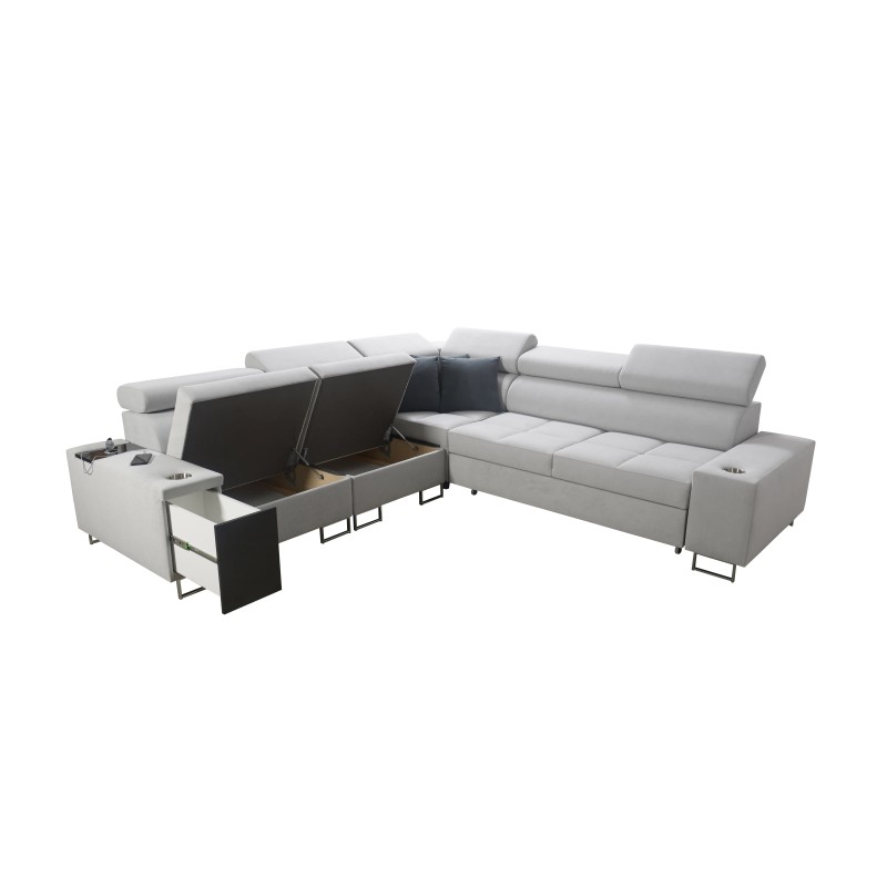 Orbix III corner sofa with sleeping function, adjustable headrests, and USB port - Spacious and comfortable Orbix III corner sofa with sleeping function, adjustable headrests, and USB port - Spacious and comfortable