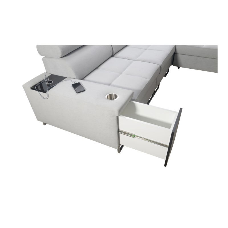 Orbix III corner sofa with sleeping function, adjustable headrests, and USB port - Spacious and comfortable Orbix III corner sofa with sleeping function, adjustable headrests, and USB port - Spacious and comfortable