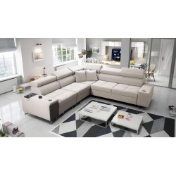 Orbix III corner sofa with sleeping function, adjustable headrests, and USB port - Spacious and comfortable