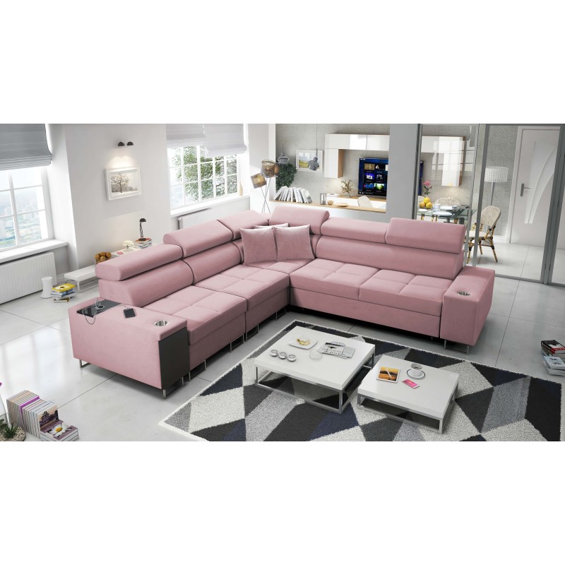Orbix III corner sofa with sleeping function, adjustable headrests, and USB port - Spacious and comfortable